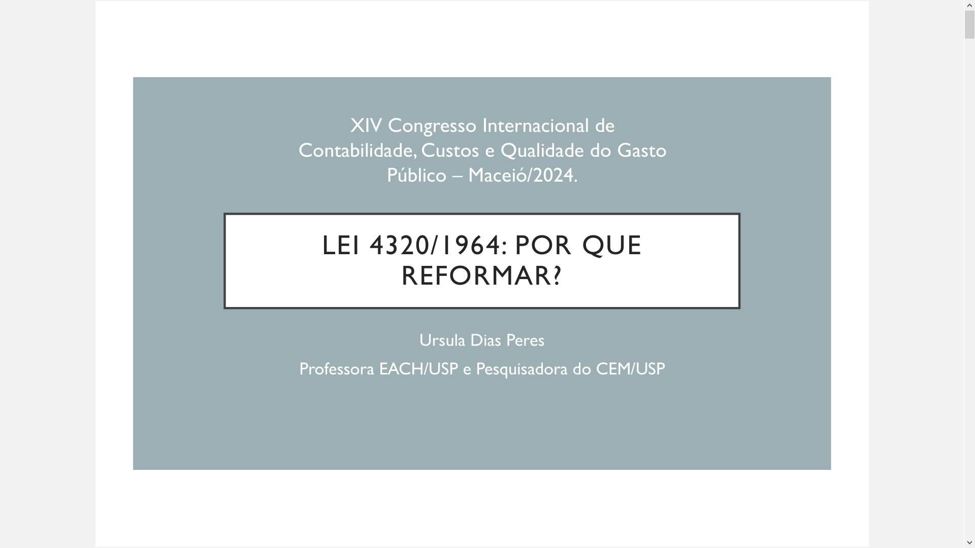 Miniatura Lei 4.320/1964 - Por que reformar?