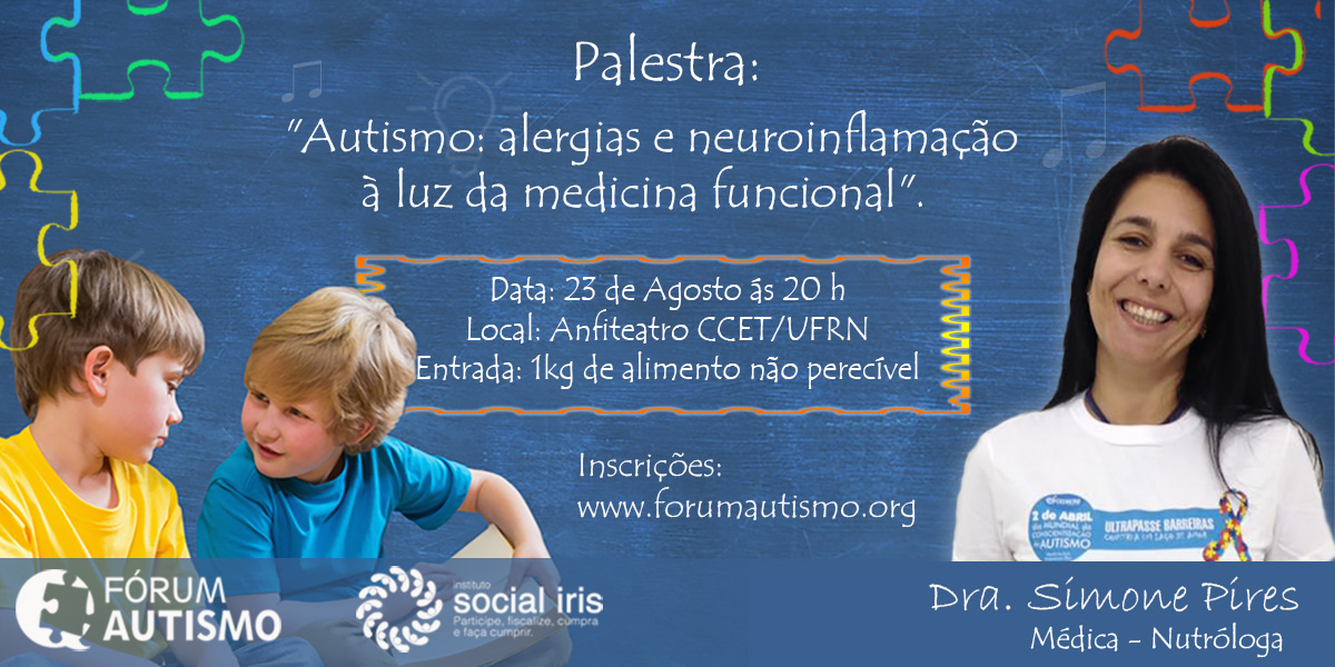 Imagem de cabeçalho  - Palestra: Autismo - Alergias e neuroinflamação à luz da medicina funcional